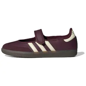 Adidas Samba Jane Maroon Cream White Women's Round Toe Velcro Closure All Seasons Classic Lace-Up Sneaker with Soft Breathable Upper