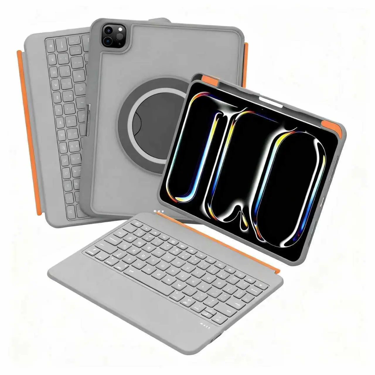 PBSEV 360° Rotatable Magnetic Detachable Ultra‑Slim iPad Protective Keyboard Case, Long‑Lasting Battery, Type‑C Fast Charging, Auto Wake & Sleep, for iPad Air 10.9 &11‑inch, iPad Pro 11‑inch