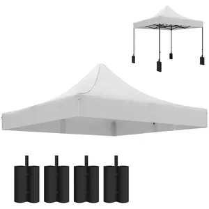 Outsunny 10' x 10' Canopy Replacement Cover with 4 Weight Bags and 8 Drainage Holes, UPF50+ Pop Up Canopy Cover Replacement Top, White