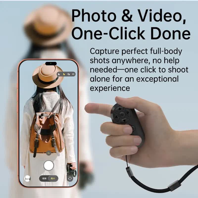 Wireless Bluetooth Remote for TikTok, Page Scrolling, & Camera Shutter | Hands-Free iPhone & Android Controller