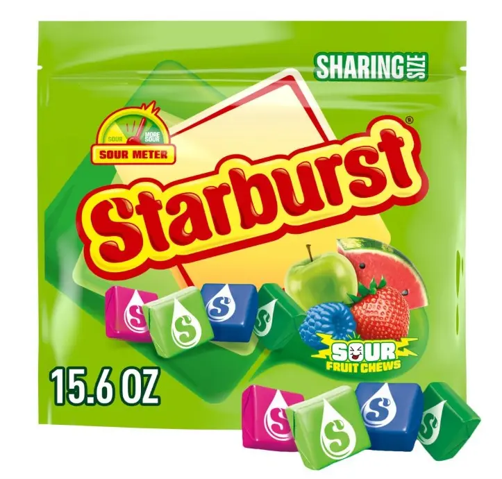 STARBURST Sour Chewy Candy Individually Wrapped Fruit Chew, Sharing Size, 15.6 Oz Resealable Bag