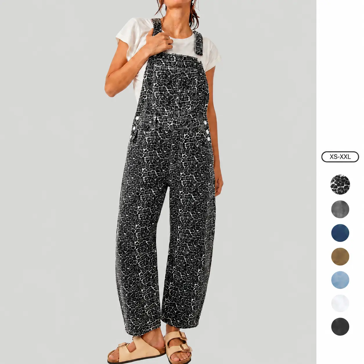 Imily Bela Womens Denim Bib Overalls Barrel Leg Adjustable Strap Jean Pants Jumpsuits with Pockets Womenswear Style