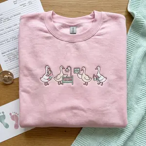 EMBROIDERED Baby Nurse Goose Crewneck Sweatshirt, Newborn Nursery RN Gift, Labor and Delivery Nurse Shirt, Postpartum Nursing Apparel, Cute Medical Worker Sweater, Cozy Unisex Embroidery Top