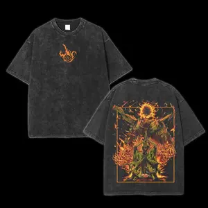 Elden Ring Midra Lord of Frenzied Flame Unisex Acid Washed Lightweight Cotton Hoodie T-Shirt Gift For Game Fan Streetwear Fabric Fit Whimsical Design