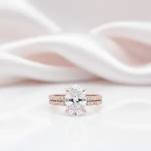 Rose Gold Classic 3.5ct Oval Cut Wedding Ring Set