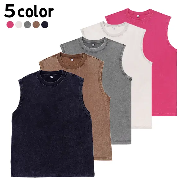 Retro Heavyweight Cotton 3-Pack Sports Sleeveless Tank Tops - Distressed T‑Shirt Style, European/American Streetwear, Versatile Unisex, Available in Multiple Colors,summerwins,father'sdaygifts,back to school,back to school shopping