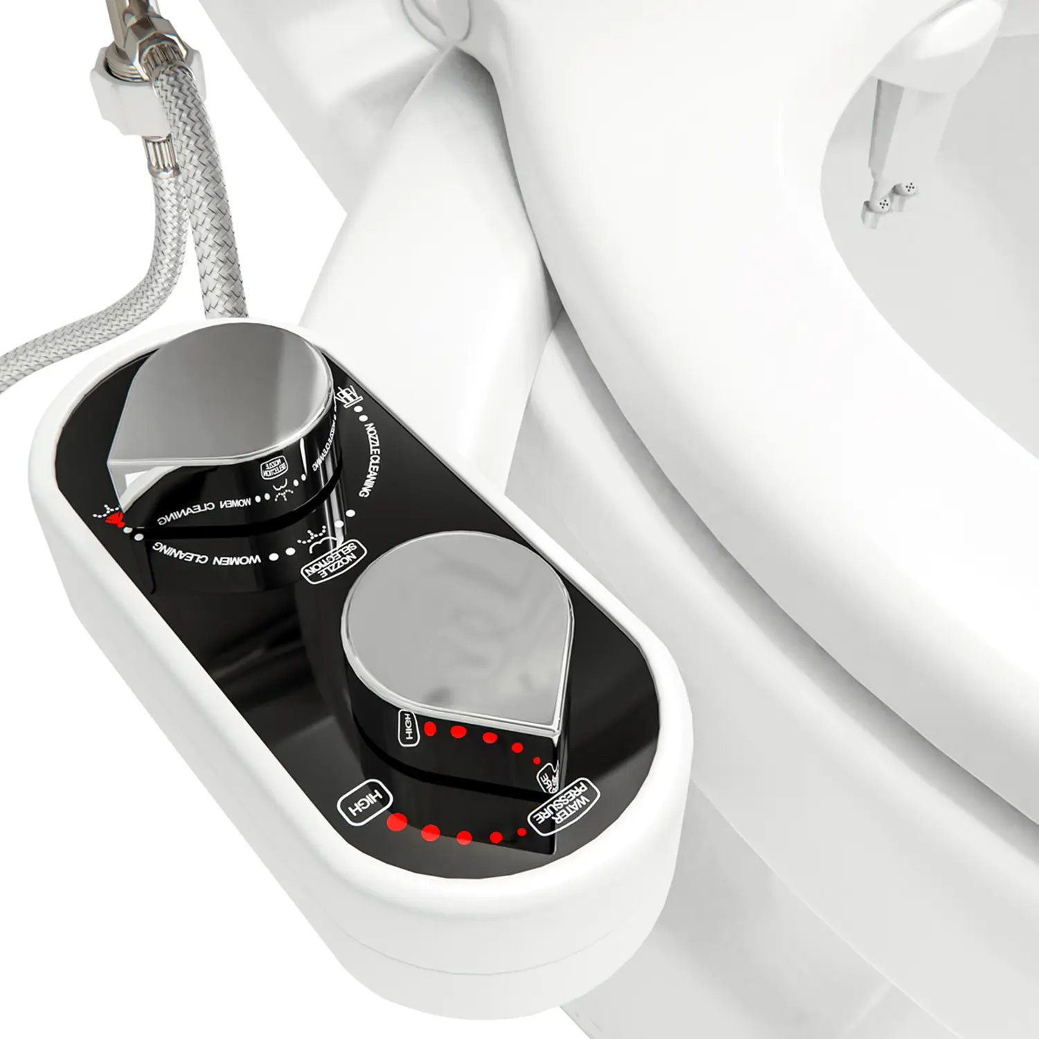 Clear Rear Ultra-Slim Bidet Attachment for Toilet - Non-Electric Dual Retractable Self-Cleaning Nozzles, Fresh Water Sprayer, Adjustable Water Pressure, Front & Rear Wash, No-Tool 15 Minute Install, Fits Most Toilets