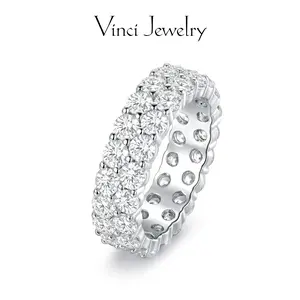 925 Sterling Silver CZ All-Around Band Ring Cocktail Jewelry for Women and Men, Round-Cut Cubic Zirconia S925 Daily Wear Ring