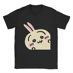 ❤ Peek a Boo Usagi Chiikawa Hachiware T Shirt for Men Pure Cotton Vintage T-Shirt O Neck  Tee Shirt Short Sleeve Clothes