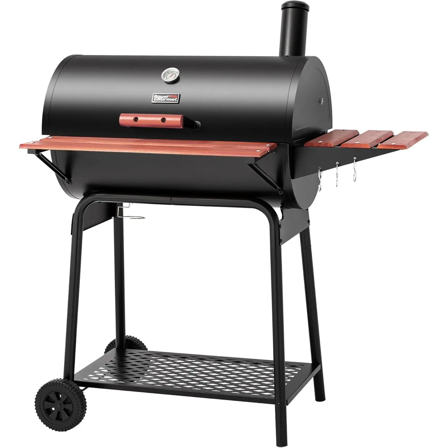 Level up your grill skills: 30 Barrel Charcoal Grill with Trendy Wood-Painted Side Table