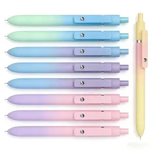 5pcs 0.7mm rainbow style simple press-type quick-drying pen set, suitable for students, nurses, souvenirs, exam practice writing pens. excellent gifts for Christmas and New Year.It is a simple round pen with gradient colors on the body.