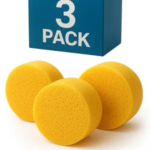 Simply Useful Products Round Sponge 3 Pack, Kitchen Sponge Set - Durable, Eco-Friendly Cleaning & Shower Sponges for Non-Stick Cookware, Heavy-Duty Tasks, Reusable & Washable
