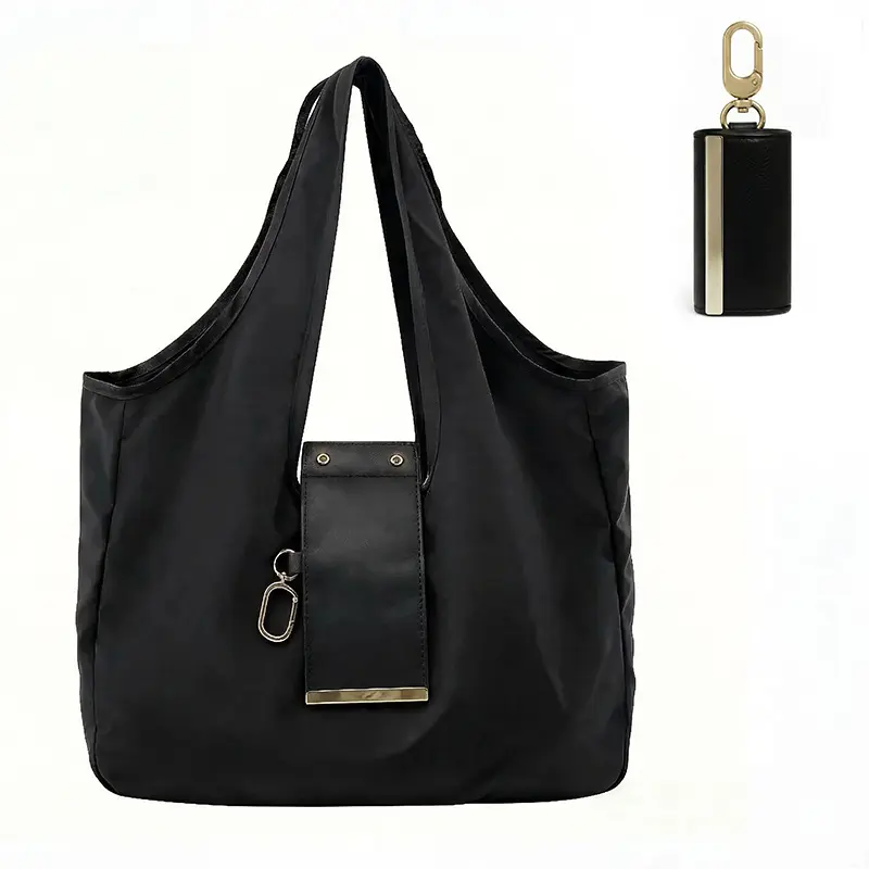 WUBYHIT Women's Leather Tote Bag - Foldable, Expandable Mini Keychain Handbag with KeyRing, Chain Strap, Basic Look, Small Size Large Capacity for Casual Daily Errands, Gift Option, Tote Bags, Casual Use