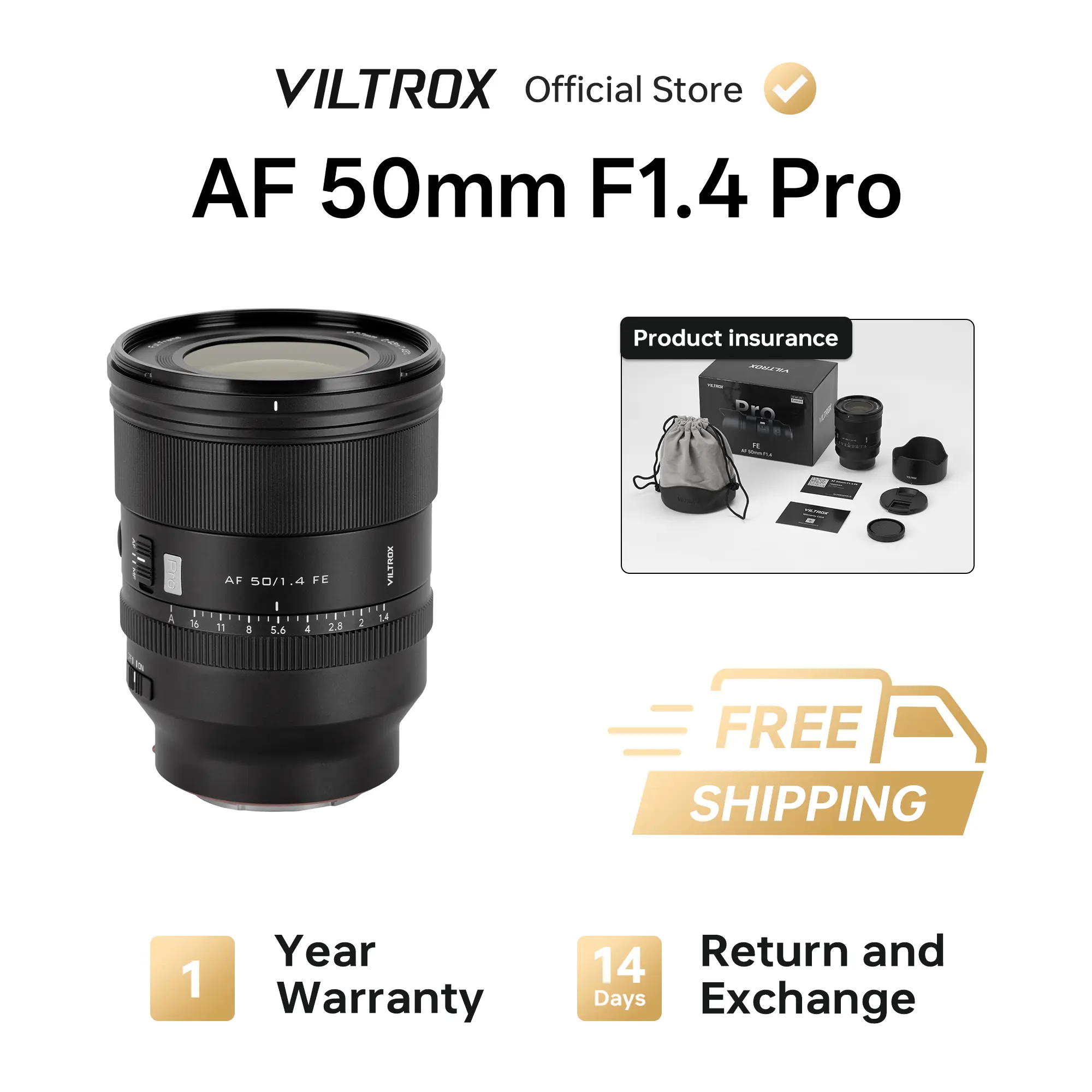 Viltrox AF 50mm F1.4 Pro FE Prime Auto Focus Camera Lens, High Definition Lens for Photography Equipment