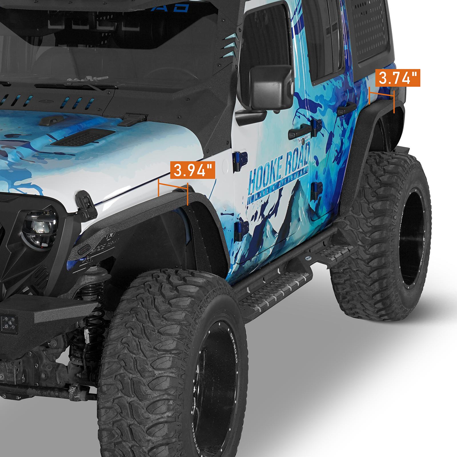 Hooke Road Front & Rear Fender Flares Kit for 2018-2026 Jeep Wrangler JL