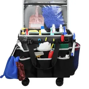 Mute Caster Cleaning Trolley Professional cleaning supply Storage Bag for Hotel Home Multifunctional Scenarios House Cleaning Car Care Caddy Tools Organizer