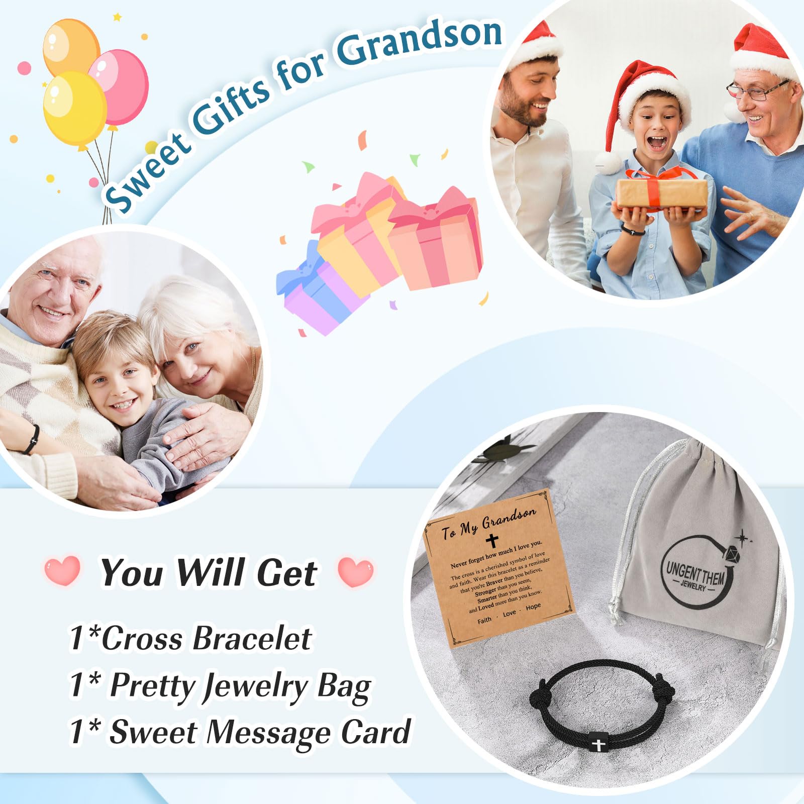 Gifts for Brother, Brother Gifts from Sister, Birthday Gifts for Brother, Brother Cross Bracelet Valentine's Day Gifts Ideas