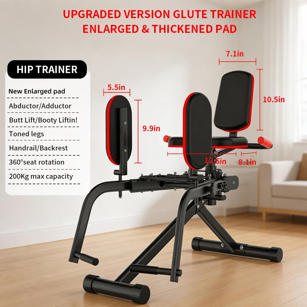 2-In-1 Glute Machine - Hip Abductor  & Adductor Exercise Equipment - 3 Resistance Levels For Glute Strengthening, For Home Use, Upper Back Exerciser, Adjustable Glute Trainer, Thigh Workout Equipment For Hip Sculpting & Butt Lifting
