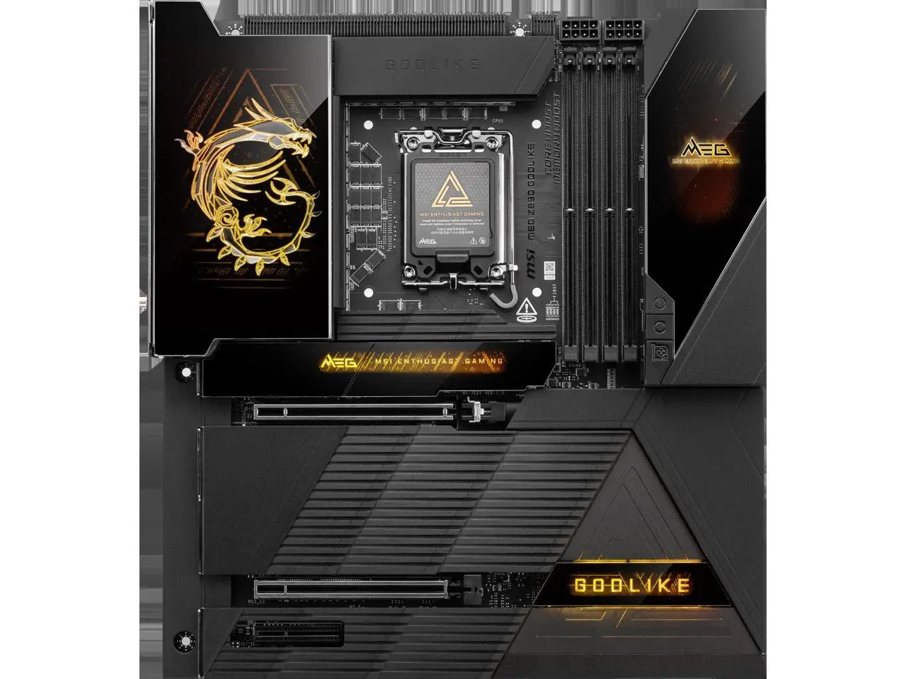 MSI MEG Z890 GODLIKE, E-ATX - Supports Intel Core Ultra Processors (Series 2), LGA 1851 - Dynamic Dashboard III, EZ Slide M.2, DDR5 (9200+ MT/s OC), M.2 & PCIe 5.0, Thunderbolt 5, Wi-Fi 7, 10G LAN