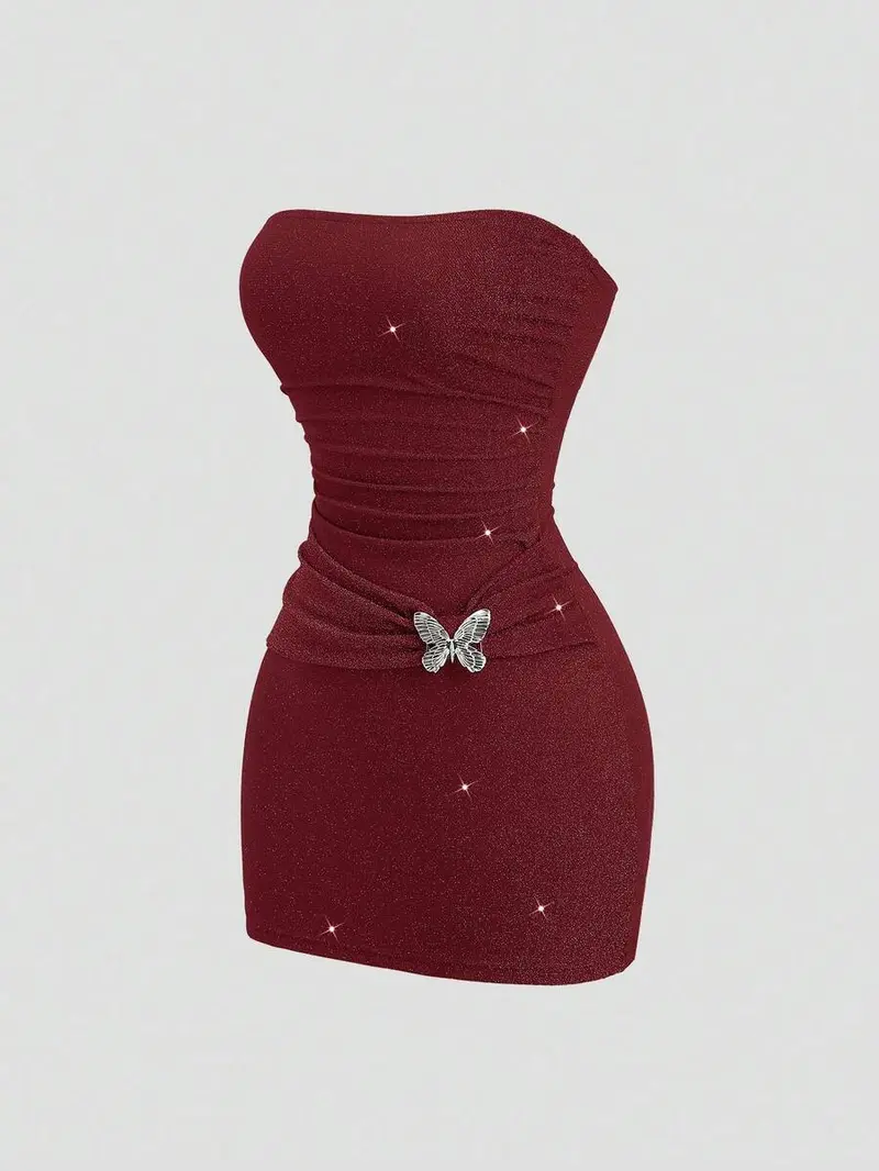 glitter bandeau dress - TikTok Shop