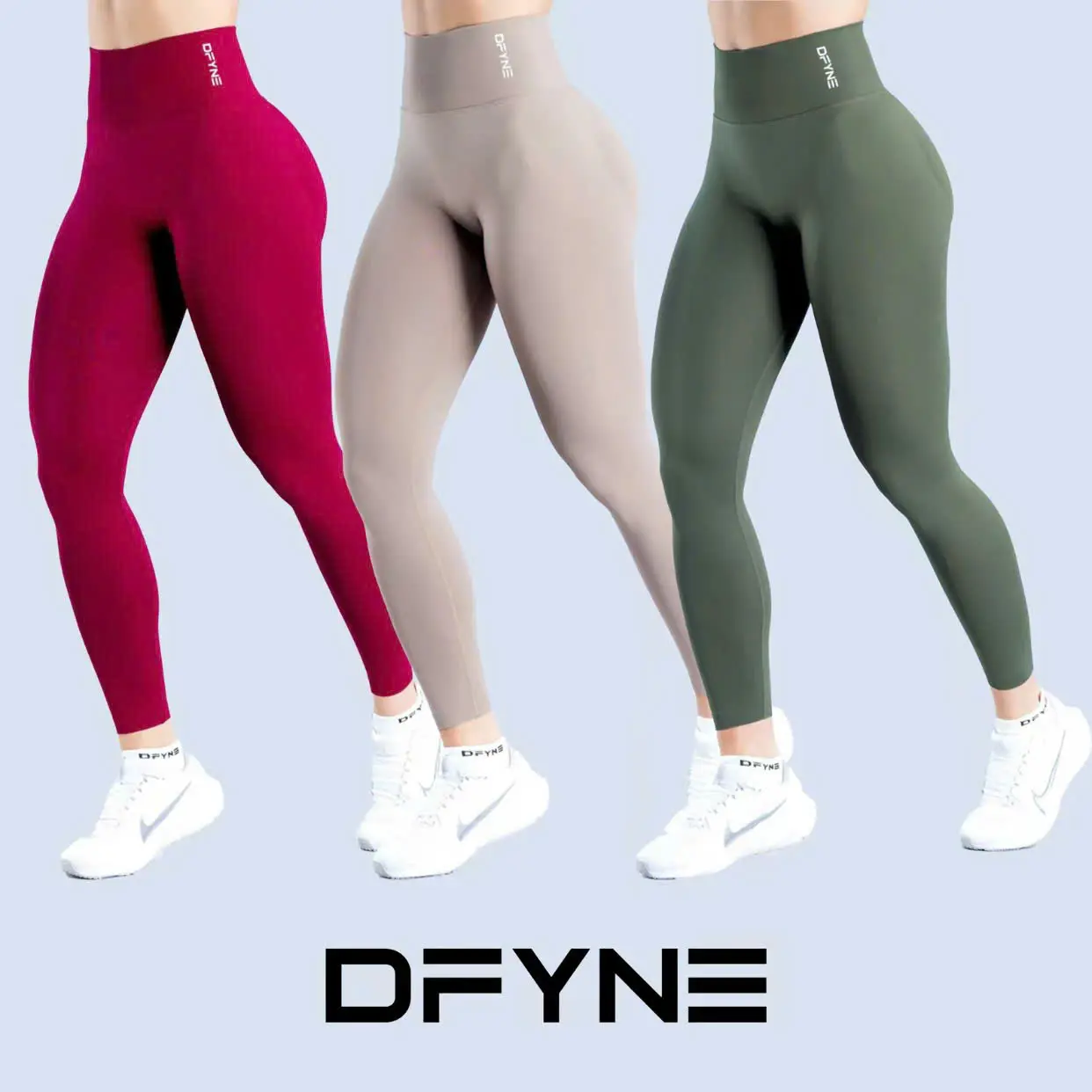 DFYNE Dynamic Leggings for Women, Seamless Yoga Pants, Ribbed Low-Waist Fitness Leggings, High-Stretch Workout Tights