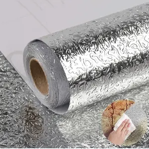 15.7"x197" Silver Metallic Peel and Stick Backsplash - Waterproof Stain Resistant Contact Paper, Self-Adhesive Wallpaper for Kitchen, Countertop, Cabinet as Drawer Liner, Easy Install & Removable