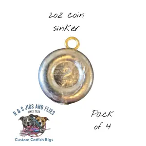 R&S Jigs and Flies 2 Ounce Coin Sinkers for Fishing Lures and Tackle