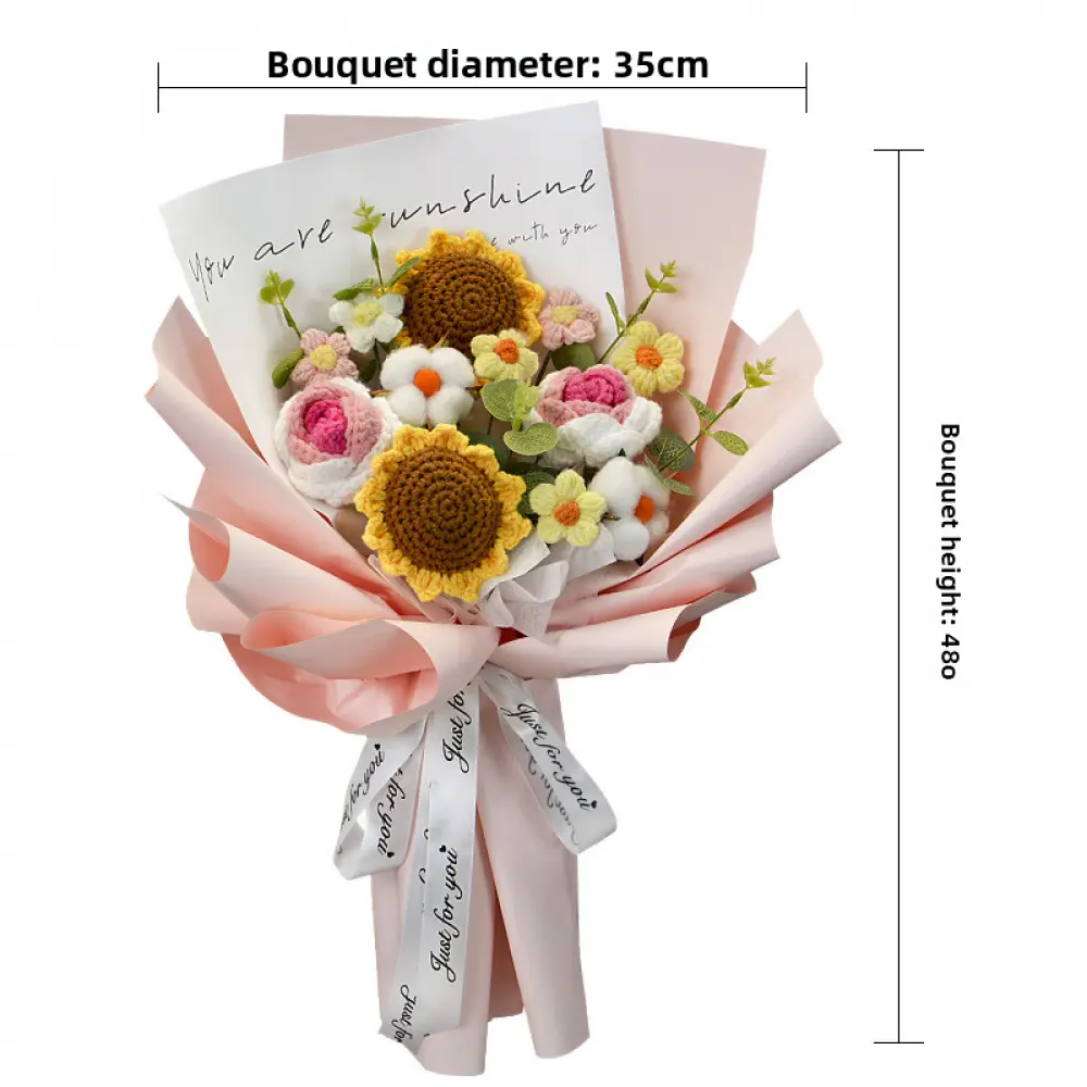 1PC handmade crochet rose & sunflower knitted bouquet, lifelike artificial flowers with multiple styles. Ideal decorative gift for Mother’s Day, Valentine’s Day, graduation, birthdays, weddings and anniversaries.