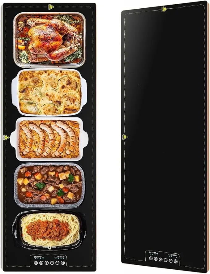 40x14 Inch Black Glass Electric Warming Tray for Buffets, Brunch, Parties - Adjustable Temp (100°F-260°F) - Extra Large Hot Plate for Restaurants, Hosting Home Essentials, Restaurant, Event