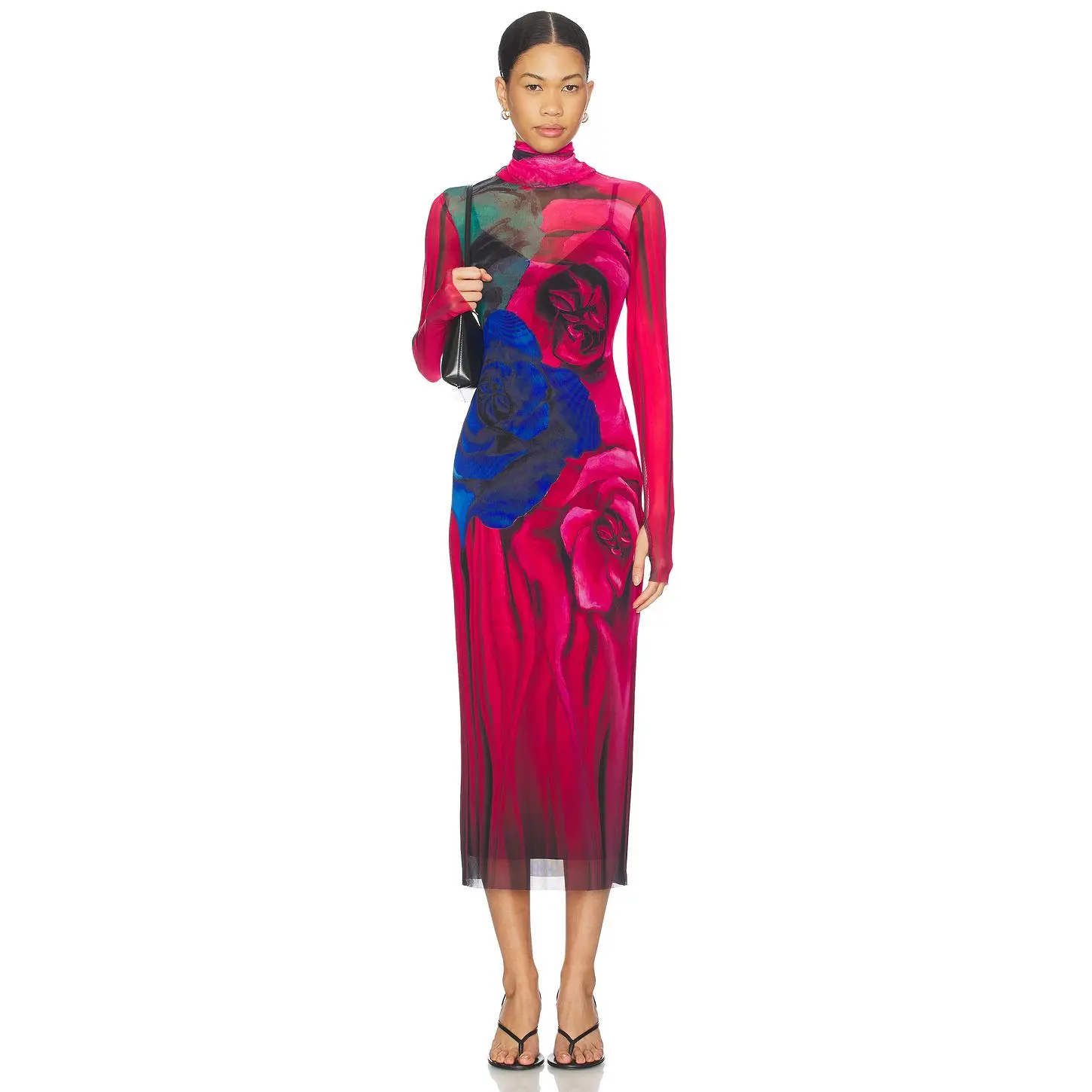 AFRM Shailene Dress in Multi Blur Rose