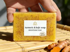 Turmeric & Kojic Acid Brightening Soap Natural Daily Facial Cleanser for Bright Skin Gentle & Effective Ingredients Rich Creamy Lather