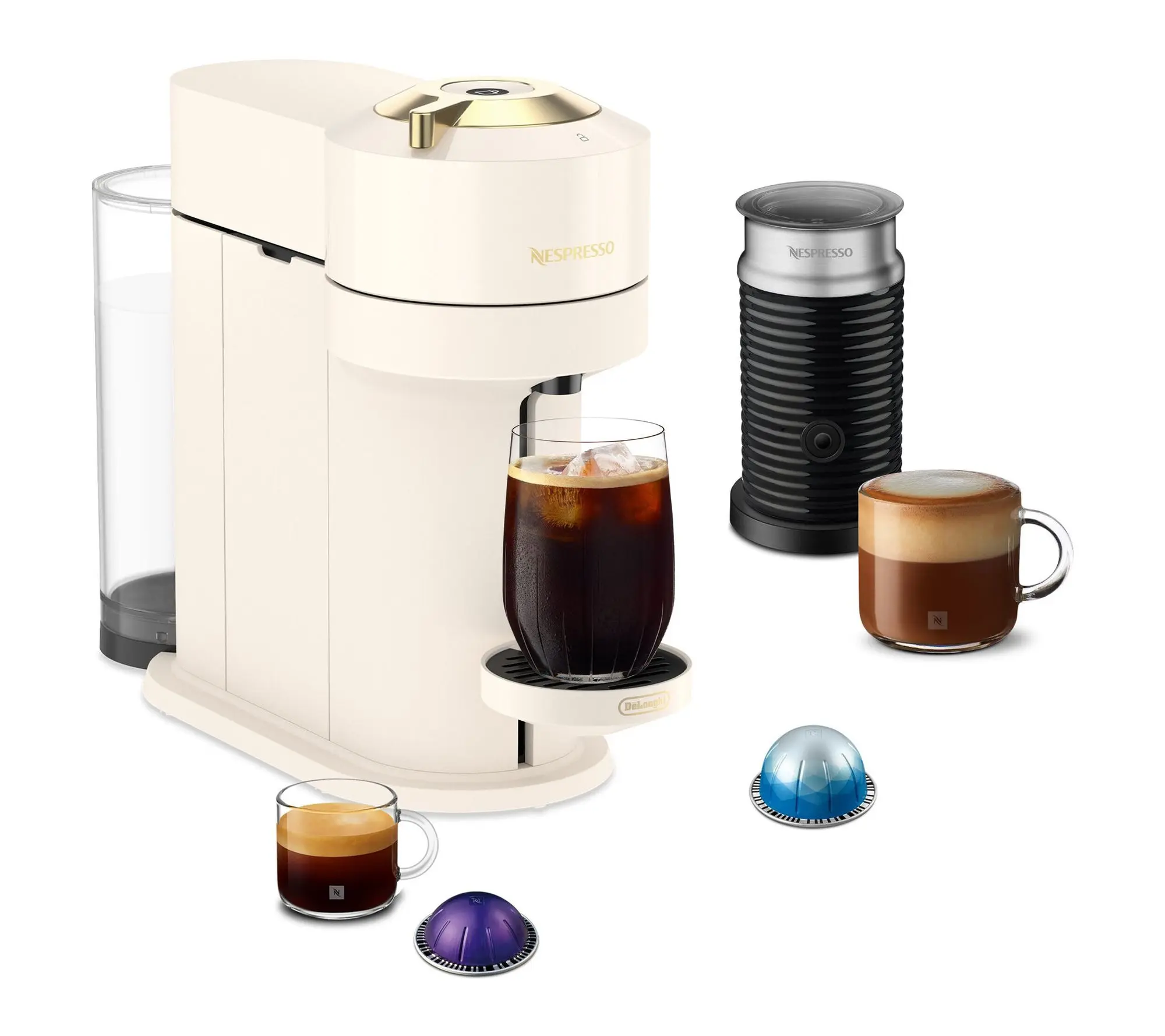 Nespresso Vertuo Next Coffee Maker & Frother, White/Gold
