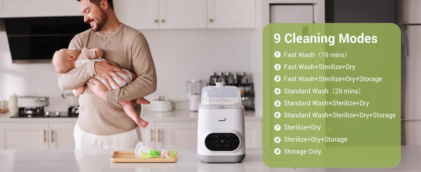 Grownsy Bottle Washer Pro,Baby Bottle Washer & Sterilizer & Dryer, for Bottles,Pump Part,Baby Essentials-Quick Clean, 2025 new