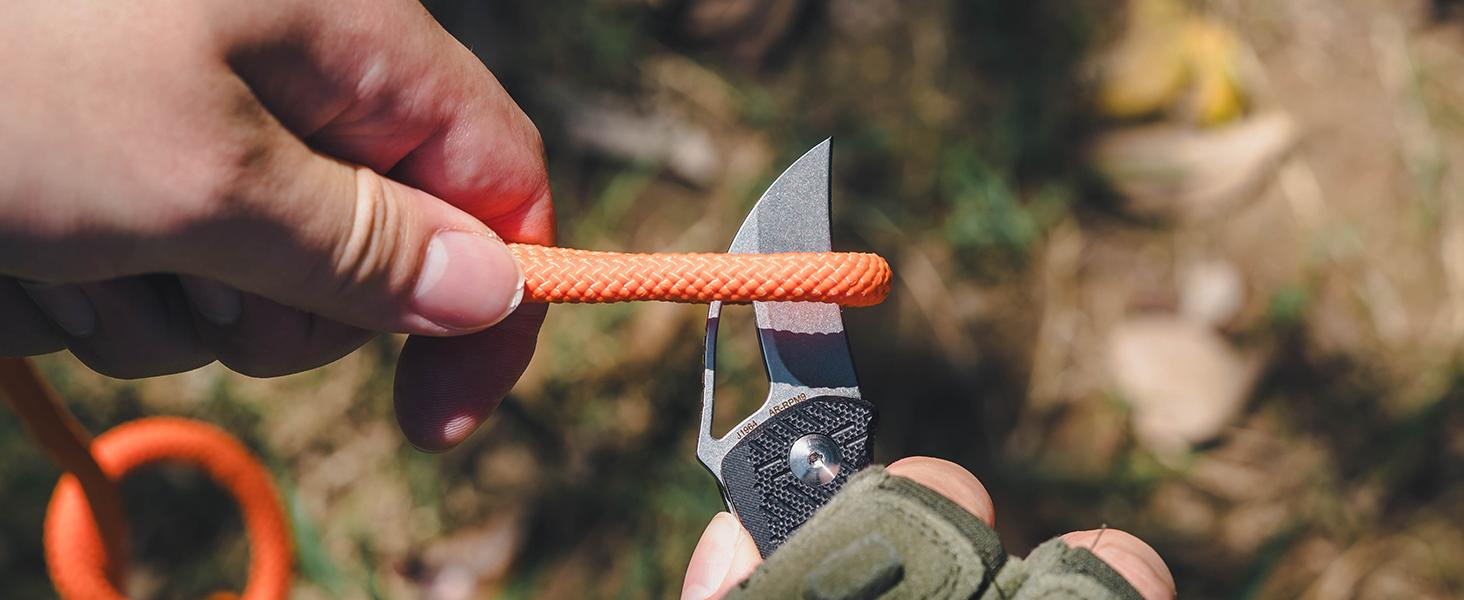 CJRB Anansi Multitool Folding Utility Knife with AR-RPM9 Claw Blade G10 Handle,Small Karambit Pocket Knife, Compact Keychain Box Cutter for Hunting Military Camping Self Defense EDC