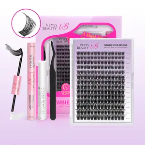 VEYESBEAUTY BOLDeye Cluster Lashes Kit Individual Lash Dramatic Volume Eyelashes Wispy Faux Mink Lash Look Lashes Soft Natural Eyelashes Makeup Cosmetic Applicator for Lash Extension Beginners
