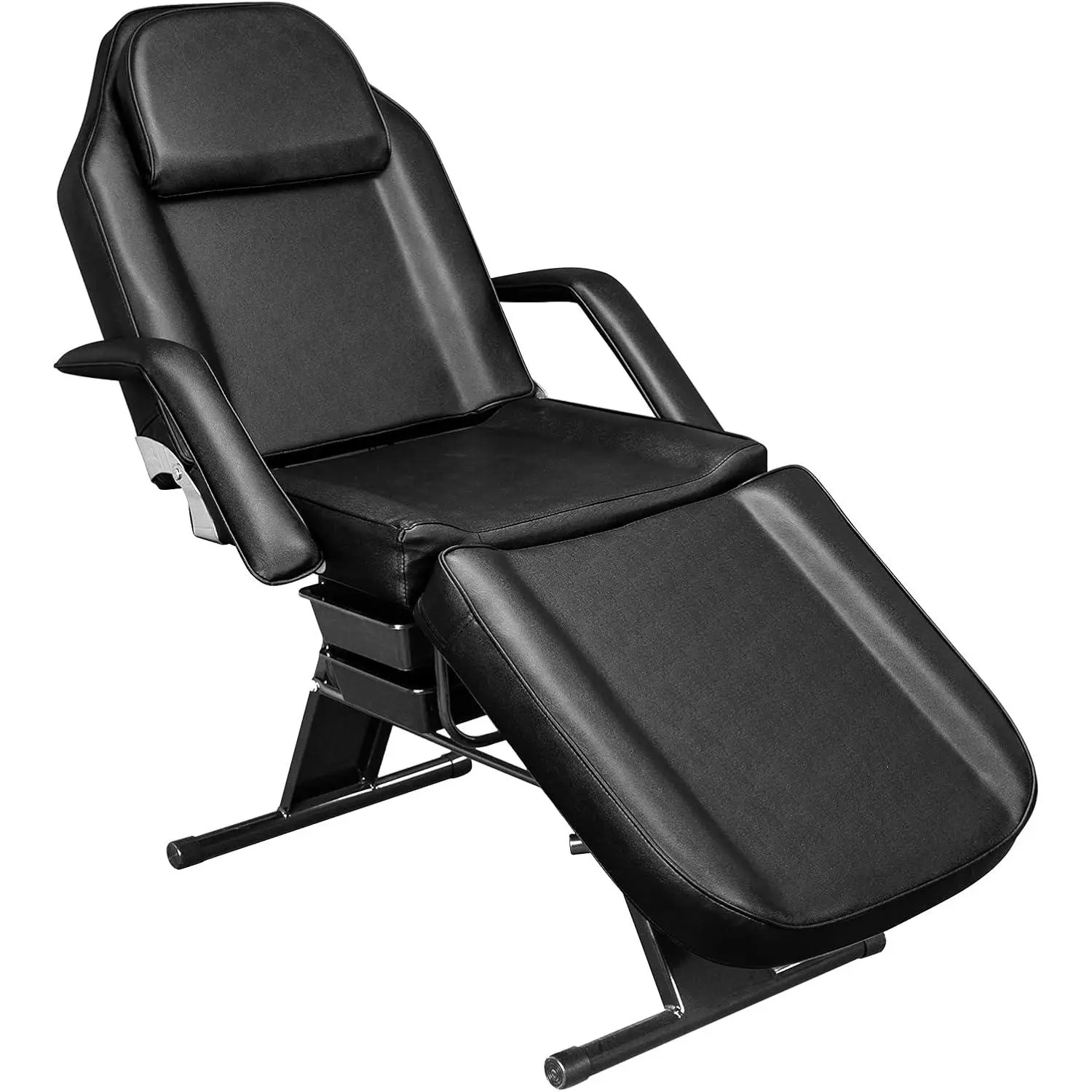 OmySalon Reclining Salon Chair - Sturdy, Stable Waterproof PU Leather Professional Esthetician Bed with Beauty Basket, Commercial Salon Spa Furniture for Facial, Eyelash Extension Services, Barber