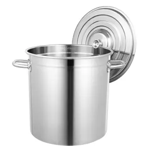 35L Stockpot 201 Stainless Steel Cooking Storage Pot for Gas Electric Induction Stove Commercial Home Kitchen Use Cookware