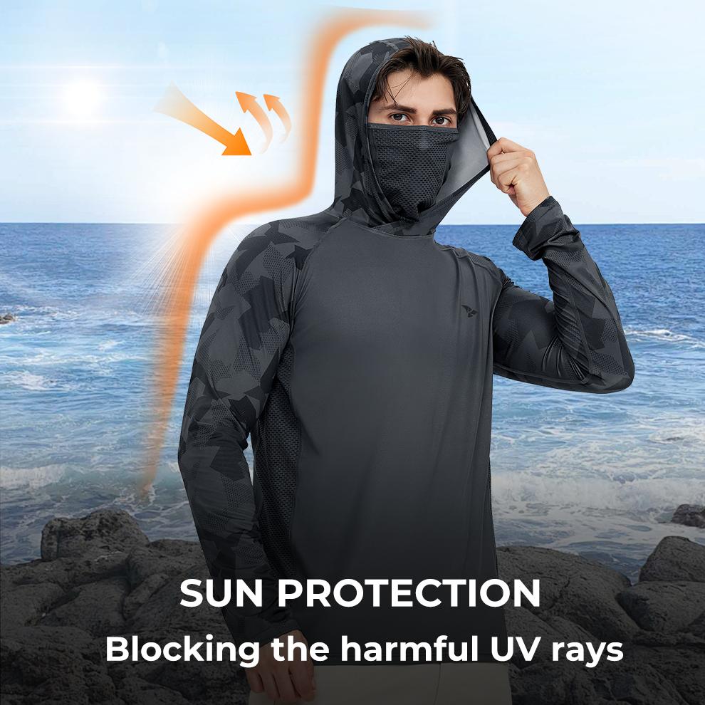 RODEEL 915 Sun Hoodie Shirts w/ Mask Neck Gaiter Men UPF 50+ UV Protection Long Sleeve Lightweight Quick Dry Moisture Wicking Breathable Cooling Athletic Activewear for Outdoor Fishing Boating Hiking Construction Roofing Framing Landscaping summervibes RODEEL 915 Sun Hoodie Shirts w/ Mask Neck Gaiter Men UPF 50+ UV Protection Long Sleeve Lightweight Quick Dry Moisture Wicking Breathable Cooling Athletic Activewear for Outdoor Fishing Boating Hiking Construction Roofing Framing Landscaping summervibes