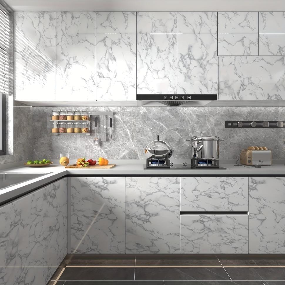 Premium Marble Pattern Waterproof Wall Sticker - Heat & Oil Resistant Self-Adhesive PET Film, Classic Style for Kitchen Countertops, Stove Backsplash, Tile Cabinet Repair - Easy Install Home Decor Upgrade