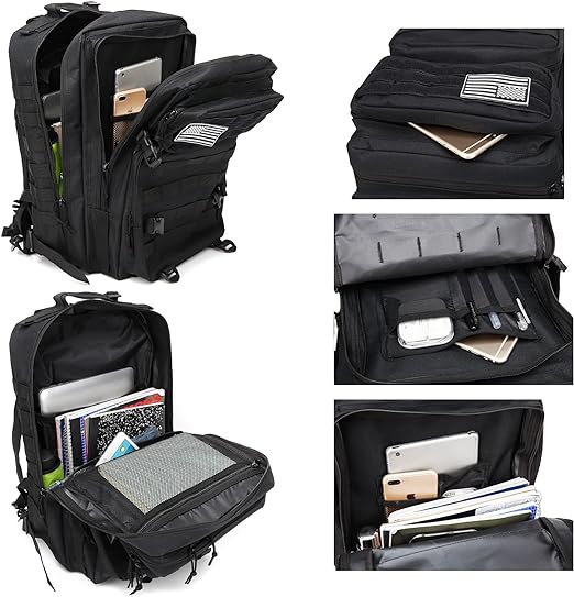 45L Military Tactical Backpack for Men and Women with Molle System and USA Flag Patch