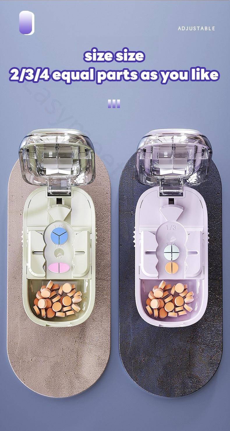 [Father's Day Gift]Upgrade-Designed Compact Pill Splitter Box-3-in-1 Medicine Cutter for 1/4 1/2 & 1/3 Doses |Portable Tablet Organizer for Travel, Pet Medication & Daily Use | Fits Different Pill Sizes, Multicolor optional,Pillcutter,Thanksgiving