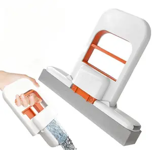 [Pack of Two]Mini Mop 2026 New Upgrade Portable Self-Squeezing Mop for Small Spaces Wet & Dry Use Orange Color with Sponge Included Ideal for Bathroom Kitchens and Desktop Glass Cleaning