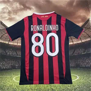ACM/Soccer Jersey/Fans Version/Ronaldinho 80/Black Red /Short Sleeves