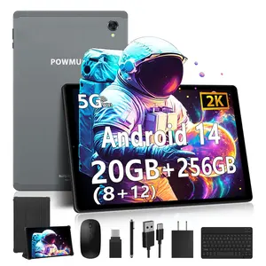 POWMUS Android 14 Tablet Bundle, 10.3-Inch 2K HD IPS Display, Octa-Core Processor, 256GB ROM (1TB Expandable), 8000mAh Battery, Dual-Band WiFi, Gaming Tablet with Bluetooth Keyboard, Mouse, Stylus & Protective Case, for Students Learning, Office Work