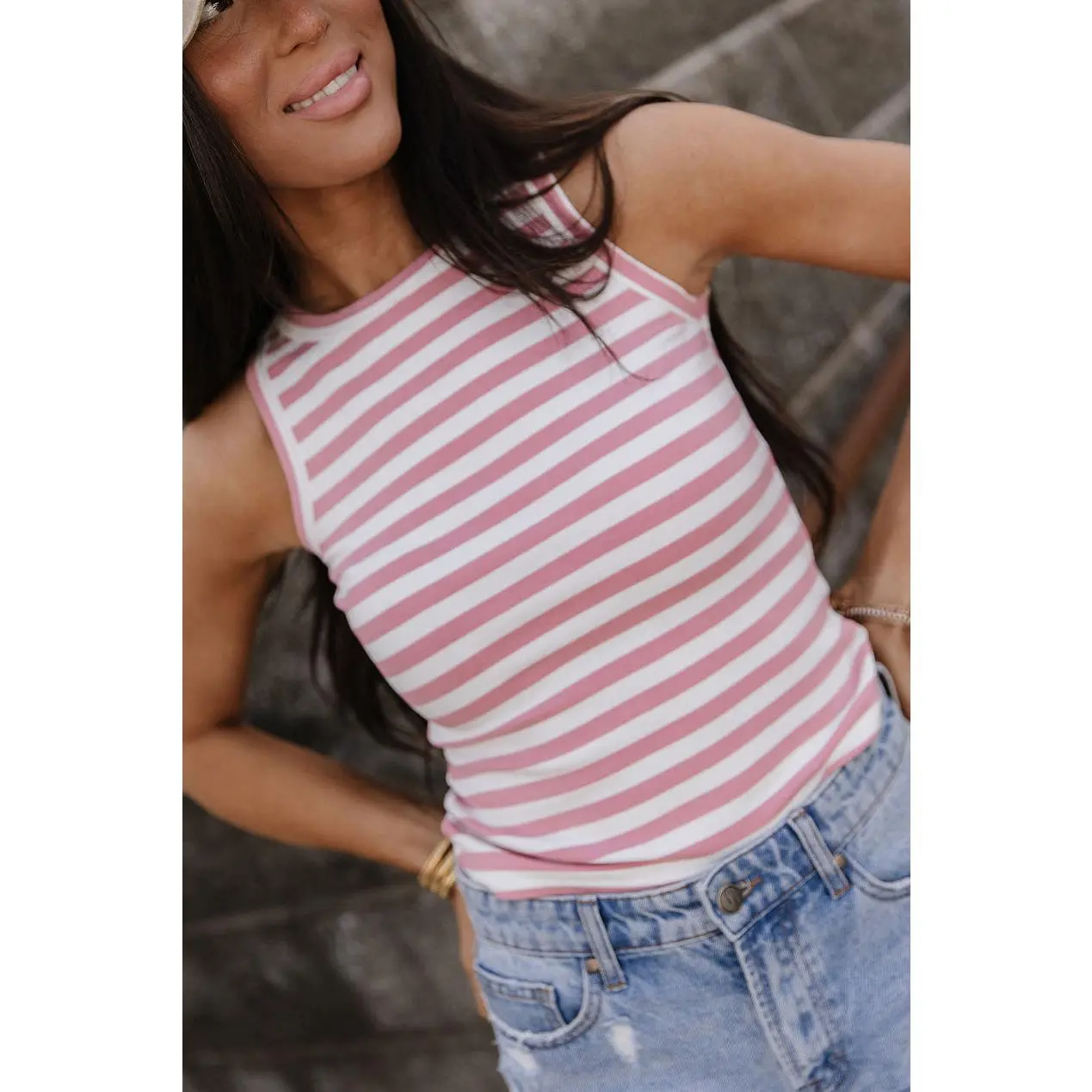 Stripe Tank - Blush