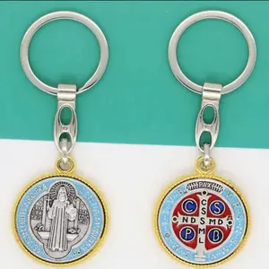 SaintBenedict Medallón Llavero Católico SanBenito Colgante Llavero Jesús Religioso Metal Accesorios de Joyería para BolsoRegalo