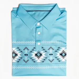 Vexil Brand - Polo - Aztec - Light Blue - Outfit Summer, Men's Performance Polo Casual Golf Shirt, Golf Polo Shirt, Gift For Men