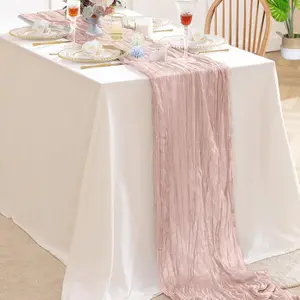 6/10 Pack Cheesecloth Table Runners, Rustic Transparent Table Runners, Suitable for Weddings, Bridal Showers, Children’s Birthday Parties, Restaurant Decorations