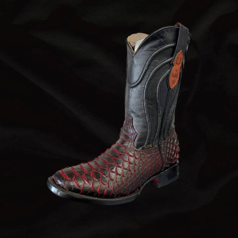 Python Red Bottom Square Toe Cowboy Boot
