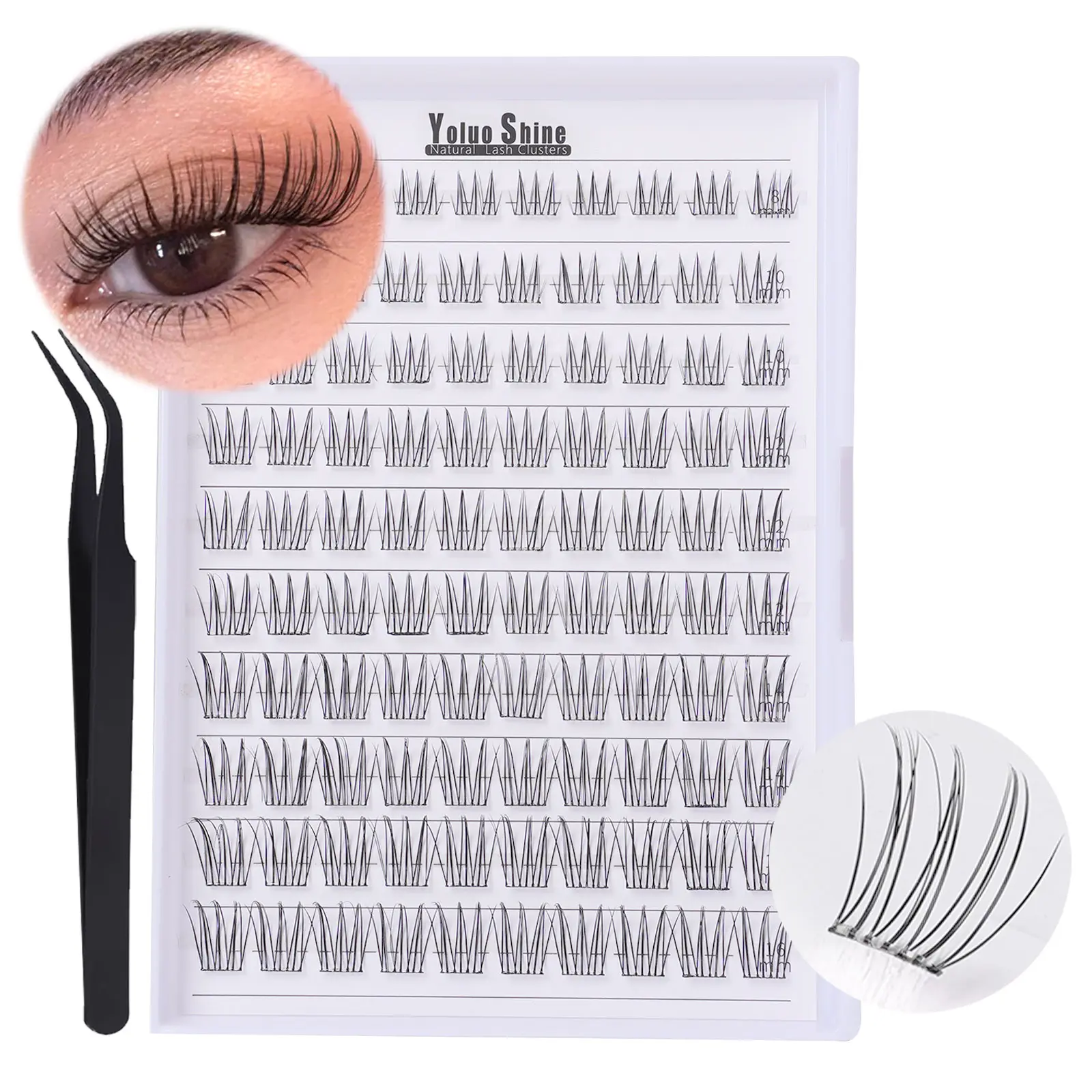 Self Adhesive Eyelashes Mascara-like Natural Self Adhesive Lash Clusters Aurora Pre glued Eyelash Clusters Fairy No Glue Needed Lashes Wispy C-curly Cluster Eyelash extensions 8-16MM Individual Lashes DIY Lash Extension Kit at Home